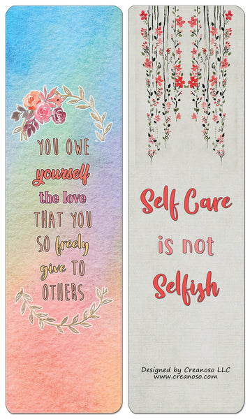 Creanoso Self Love Quotes Bookmarks (60-Pack) - Premium Quality Gift Ideas for Children, Teens, & Adults for All Occasions - Stocking Stuffers Party Favor & Giveaways