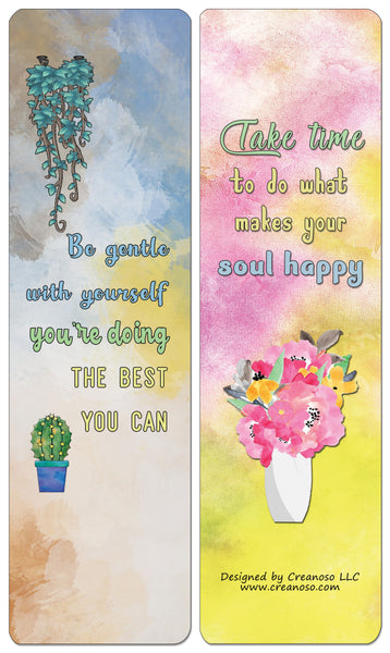 Creanoso Self Love Quotes Bookmarks (30-Pack) - Classroom Reward Incentives for Students and Children - Stocking Stuffers Party Favors & Giveaways for Teens & Adults