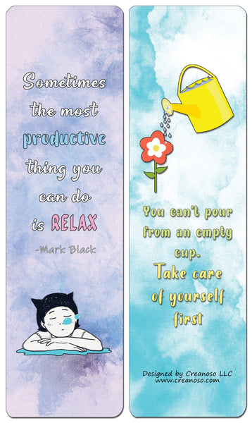 Creanoso Self Love Quotes Bookmarks (60-Pack) - Premium Quality Gift Ideas for Children, Teens, & Adults for All Occasions - Stocking Stuffers Party Favor & Giveaways