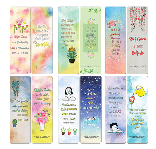 Creanoso Self Love Quotes Bookmarks (60-Pack) - Premium Quality Gift Ideas for Children, Teens, & Adults for All Occasions - Stocking Stuffers Party Favor & Giveaways