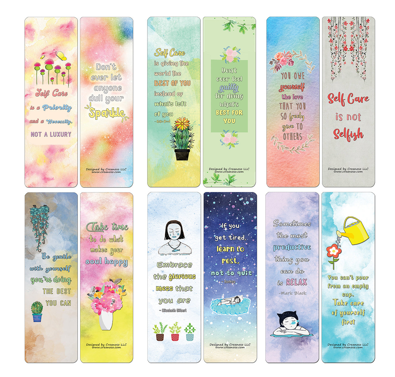 Creanoso Self Love Quotes Bookmarks - Stocking Stuffers Gifts for Bookworms - Party Favors