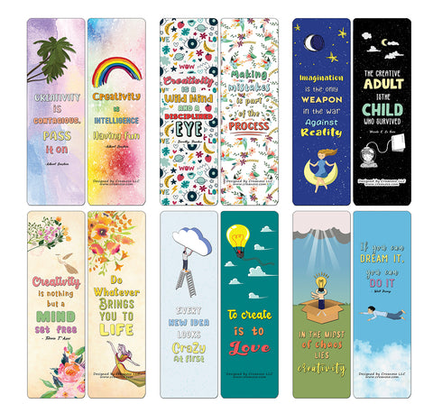 Creanoso Creativity Quotes Bookmarks - Stocking Stuffers Gifts for Bookworms - Party Favors