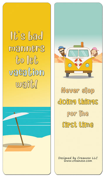Creanoso Fun Travel Quotes Bookmarks (60-Pack) - Premium Quality Gift Ideas for Children, Teens, & Adults for All Occasions - Stocking Stuffers Party Favor & Giveaways