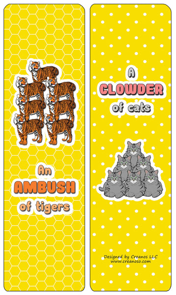 Creanoso Educational Bookmarks for Kids - Animal Group Names - Mammals - Stocking Stuffers Gifts