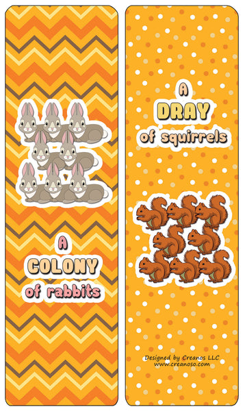 Creanoso Educational Bookmarks for Kids - Animal Group Names - Mammals - Stocking Stuffers Gifts