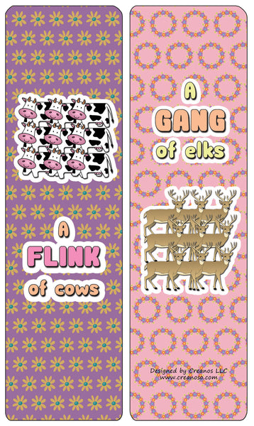 Creanoso Educational Bookmarks for Kids - Animal Group Names - Mammals - Stocking Stuffers Gifts