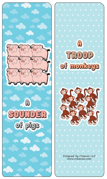Creanoso Educational Bookmarks for Kids - Animal Group Names - Mammals - Stocking Stuffers Gifts