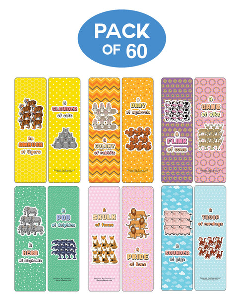 Creanoso Educational Bookmarks for Kids - Animal Group Names - Mammals - Stocking Stuffers Gifts