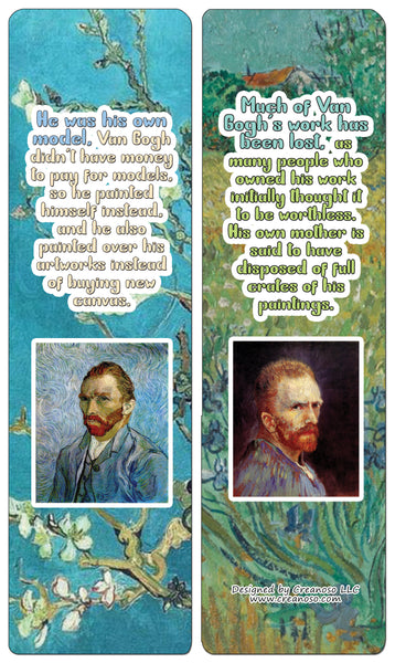 Creanoso Vincent Van Gogh Bookmarks Cards - Interesting Facts (30-Pack) - Classroom Reward Incentives for Students and Children - Stocking Stuffers Party Favors & Giveaways for Teens & Adults