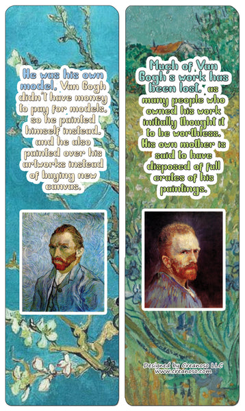 Creanoso Vincent Van Gogh Bookmarks Cards - Interesting Facts - Stocking Stuffers Gifts - Party Favors