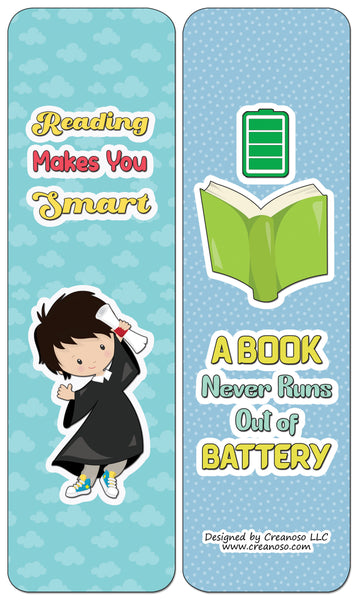 Creanoso Little Readers Bookmarks for Boys (30-Pack) - Classroom Reward Incentives for Students and Children - Stocking Stuffers Party Favors & Giveaways for Teens & Adults
