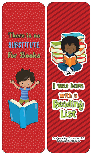 Creanoso Little Readers Bookmarks Cards for Boys (60-Pack) - Premium Quality Gift Ideas for Children, Teens, & Adults for All Occasions - Stocking Stuffers Party Favor & Giveaways