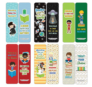 Creanoso Little Readers Bookmarks for Boys (30-Pack) - Classroom Reward Incentives for Students and Children - Stocking Stuffers Party Favors & Giveaways for Teens & Adults