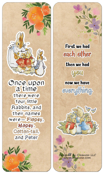 Creanoso Peter Rabbit Reading Bookmark Cards (30-Pack) - Classroom Reward Incentives for Students and Children - Stocking Stuffers Party Favors & Giveaways for Teens & Adults
