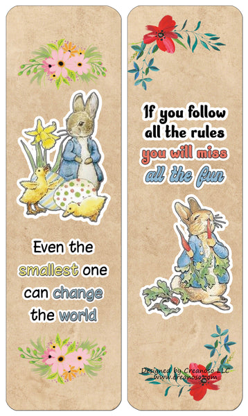 Creanoso Peter Rabbit Reading Bookmark Cards - Cool Premium Quality Card Stock - Party Favors - DIY Kit