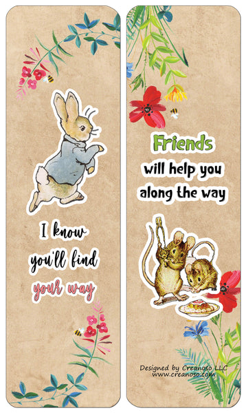 Creanoso Peter Rabbit Reading Bookmark Cards (30-Pack) - Classroom Reward Incentives for Students and Children - Stocking Stuffers Party Favors & Giveaways for Teens & Adults