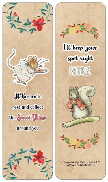 Creanoso Peter Rabbit Reading Bookmark Cards - Cool Premium Quality Card Stock - Party Favors - DIY Kit