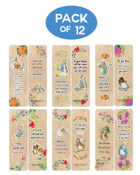 Creanoso Peter Rabbit Reading Bookmark Cards - Cool Premium Quality Card Stock - Party Favors - DIY Kit