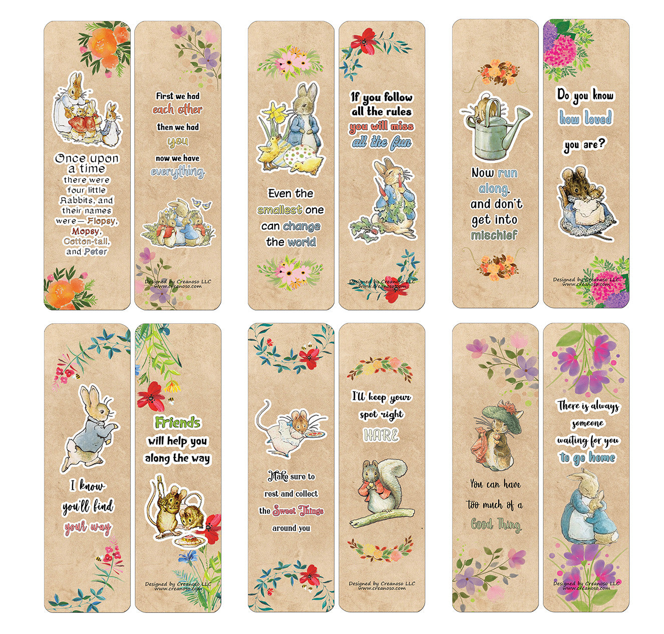 Creanoso Peter Rabbit Reading Bookmark Cards (30-Pack) - Classroom Reward Incentives for Students and Children - Stocking Stuffers Party Favors & Giveaways for Teens & Adults