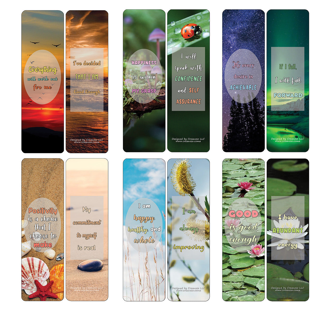 Creanoso Positive Affirmations Cards Series 2 (60-Pack) - Premium Quality Gift Ideas for Children, Teens, & Adults for All Occasions - Stocking Stuffers Party Favor & Giveaways