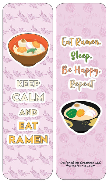Creanoso Funny Bookmarks Cards - Ramen Puns and Jokes (60-Pack) - Premium Quality Gift Ideas for Children, Teens, & Adults for All Occasions - Stocking Stuffers Party Favor & Giveaways