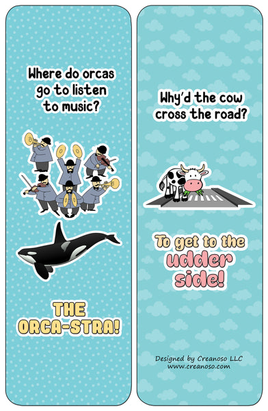 Creanoso Funny Bookmarks Cards - Animal Puns (60-Pack) - Premium Quality Gift Ideas for Children, Teens, & Adults for All Occasions - Stocking Stuffers Party Favor & Giveaways