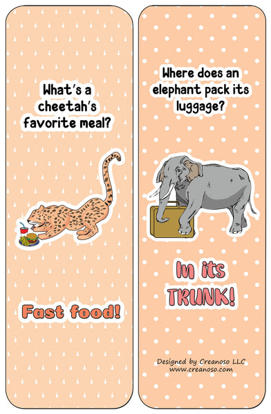 Creanoso Funny Bookmarks Cards - Animal Puns (30-Pack) - Classroom Reward Incentives for Students and Children - Stocking Stuffers Party Favors & Giveaways for Teens & Adults