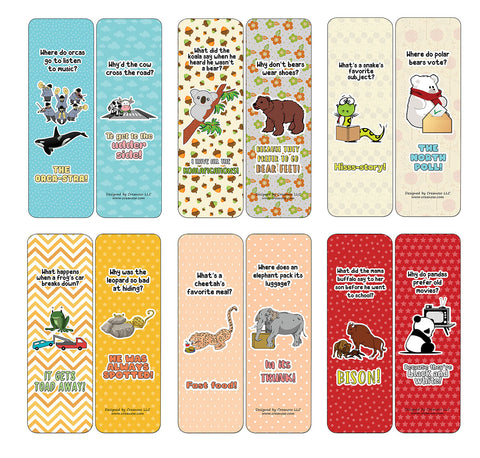 Creanoso Funny Bookmarks Cards - Animal Puns (60-Pack) - Premium Quality Gift Ideas for Children, Teens, & Adults for All Occasions - Stocking Stuffers Party Favor & Giveaways