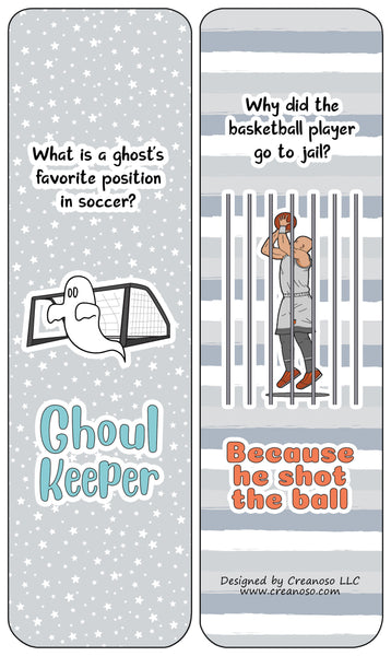 Creanoso Funny Bookmarks Cards - Sport Puns (30-Pack) - Classroom Reward Incentives for Students and Children - Stocking Stuffers Party Favors & Giveaways for Teens & Adults