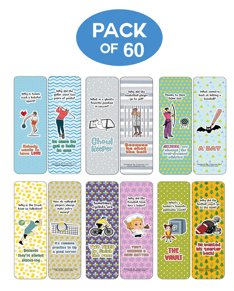 Creanoso Funny Bookmarks Cards - Sport Puns (30-Pack) - Classroom Reward Incentives for Students and Children - Stocking Stuffers Party Favors & Giveaways for Teens & Adults