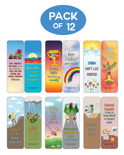Inspiring Mental Health Reminders Bookmarks Cards (12-Pack)