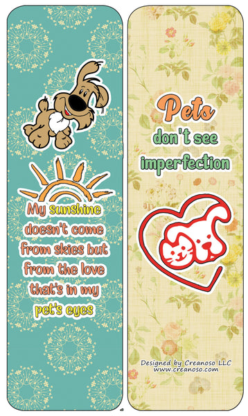Creanoso Heartwarming Pet Quotes Bookmarks Cards (60-Pack) - Premium Quality Gift Ideas for Children, Teens, & Adults for All Occasions - Stocking Stuffers Party Favor & Giveaways