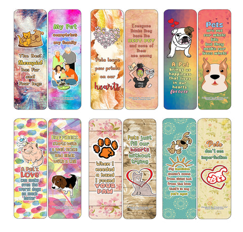 Creanoso Heartwarming Pet Quotes Bookmarks Cards - Gift Ideas for Boys and Girls, Students, Children, Adults (12-Pack)
