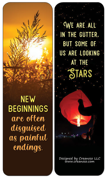 Creanoso Inspirational Quotes After Calamities Bookmarks Cards (12-Pack) - Stocking Stuffers Premium Quality Gift Ideas for Children, Teens, & Adults - Corporate Giveaways & Party Favors