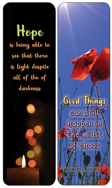 Creanoso Inspirational Quotes After Calamities Bookmarks Cards (12-Pack) - Stocking Stuffers Premium Quality Gift Ideas for Children, Teens, & Adults - Corporate Giveaways & Party Favors