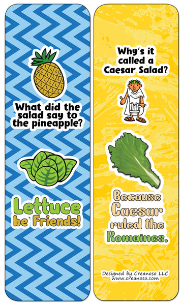 Creanoso Funny Salad Jokes Bookmarks (30-Pack) - Classroom Reward Incentives for Students and Children - Stocking Stuffers Party Favors & Giveaways for Teens & Adults