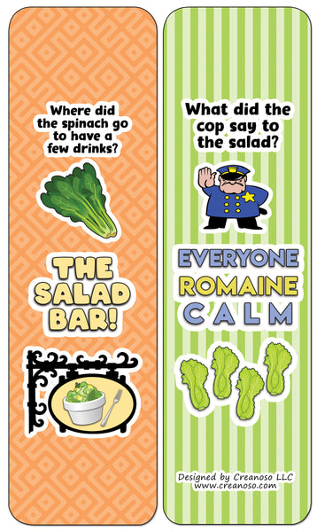 Creanoso Funny Salad Jokes Bookmarks (30-Pack) - Classroom Reward Incentives for Students and Children - Stocking Stuffers Party Favors & Giveaways for Teens & Adults