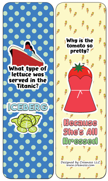 Creanoso Funny Salad Jokes Bookmarks (30-Pack) - Classroom Reward Incentives for Students and Children - Stocking Stuffers Party Favors & Giveaways for Teens & Adults