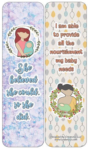 Creanoso Nursing Breastfeeding Mum Affirmations Bookmarks Cards (60-Pack) - Premium Quality Gift Ideas for Mothers, Parents, & Adults for All Occasions - Stocking Stuffers Party Favor & Giveaways