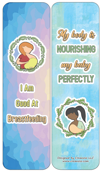 Creanoso Nursing Breastfeeding Mum Affirmations Bookmarks Cards - Gift Ideas for Mothers, Parents, & Adults