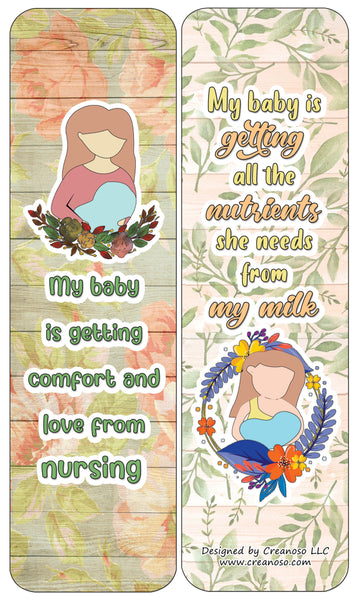 Creanoso Nursing Breastfeeding Mum Affirmations Bookmarks Cards (60-Pack) - Premium Quality Gift Ideas for Mothers, Parents, & Adults for All Occasions - Stocking Stuffers Party Favor & Giveaways