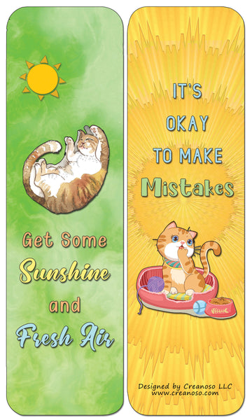 Creanoso Cat Bookmarks - Positive Vibes (30-Pack) - Classroom Reward Incentives for Students and Children - Stocking Stuffers Party Favors & Giveaways for Teens & Adults
