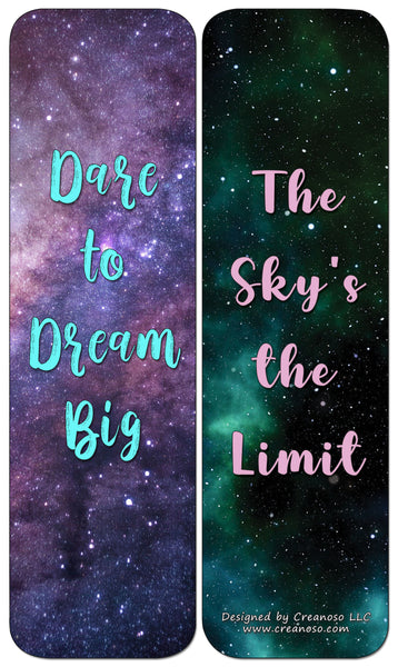 Creanoso Galaxy Motivational Bookmarks Cards Series 3 (12-Pack) - Stocking Stuffers Premium Quality Gift Ideas for Children, Teens, & Adults - Corporate Giveaways & Party Favors