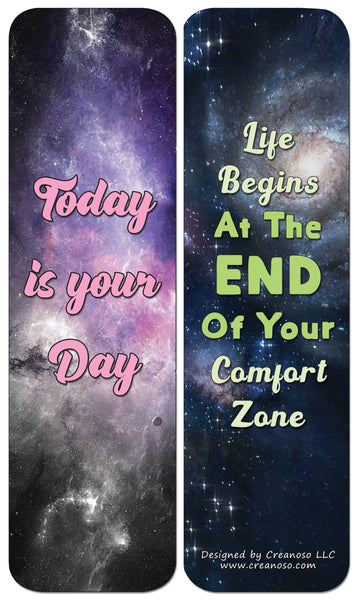 Creanoso Galaxy Motivational Bookmarks Cards Series 3 (12-Pack) - Stocking Stuffers Premium Quality Gift Ideas for Children, Teens, & Adults - Corporate Giveaways & Party Favors