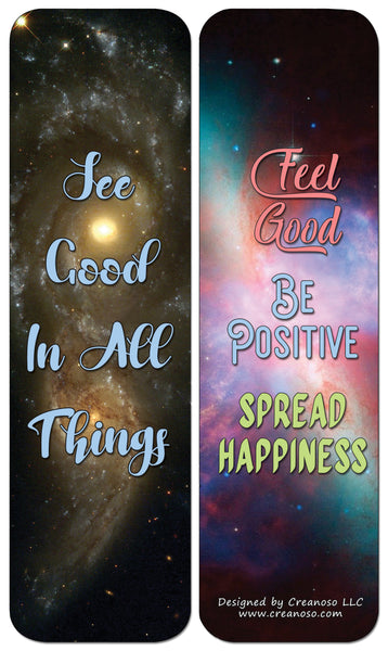 Creanoso Galaxy Motivational Bookmarks Cards Series 3 (12-Pack) - Stocking Stuffers Premium Quality Gift Ideas for Children, Teens, & Adults - Corporate Giveaways & Party Favors