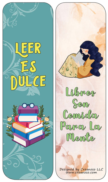 Creanoso Spanish Puntos de libro MarcapÃ¡ginas Bookmarks Cards (30-Pack) - Classroom Reward Incentives for Students and Children - Stocking Stuffers Party Favors & Giveaways for Teens & Adults