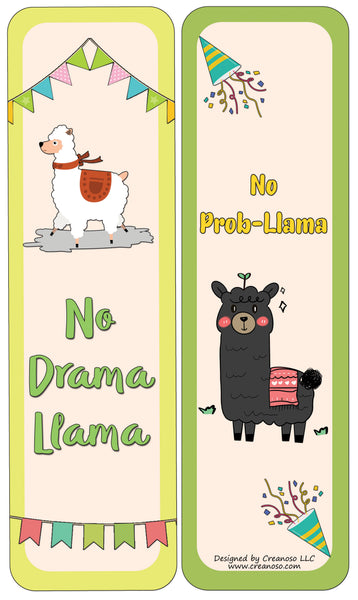 Creanoso Spanish Llama Bookmarks Cards (12-Pack) - Stocking Stuffers Premium Quality Gift Ideas for Children, Teens, & Adults - Corporate Giveaways & Party Favors