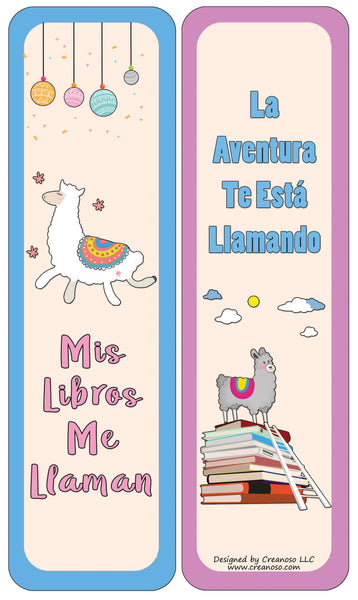 Creanoso Spanish Llama Bookmarks Cards (12-Pack) - Stocking Stuffers Premium Quality Gift Ideas for Children, Teens, & Adults - Corporate Giveaways & Party Favors