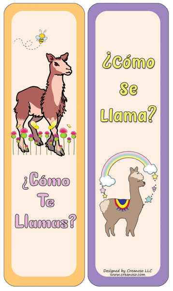 Creanoso Spanish Llama Bookmarks Cards (60-Pack) - Premium Quality Gift Ideas for Children, Teens, & Adults for All Occasions - Stocking Stuffers Party Favor & Giveaways