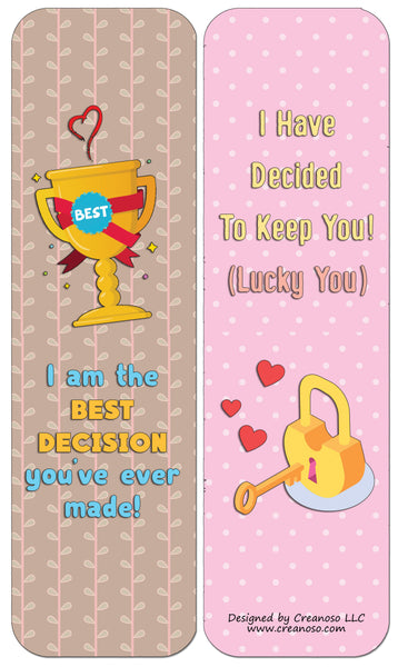 Creanoso Funny Lover Bookmarks Cards (12-Pack) - Stocking Stuffers Premium Quality Gift Ideas for Children, Teens, & Adults - Corporate Giveaways & Party Favors